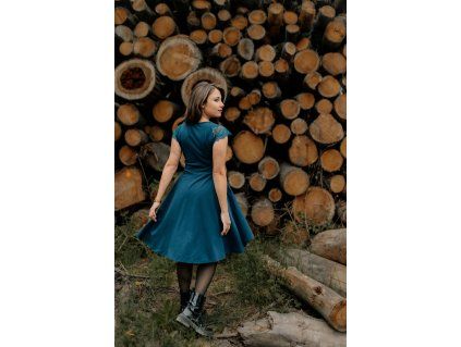 Black Mountain Půlkolové šaty s krajkou - modré – fotografie 2