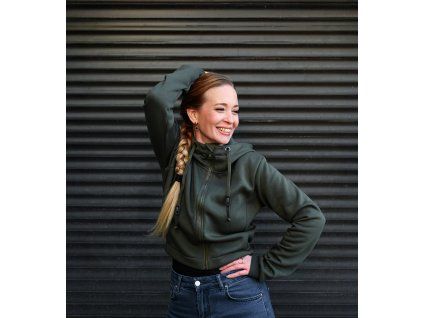 Black Mountain Krátká mikina na zip - khaki – hlavní pohled