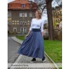 Maxi půlkolová sukně - malinová - viskóza/len